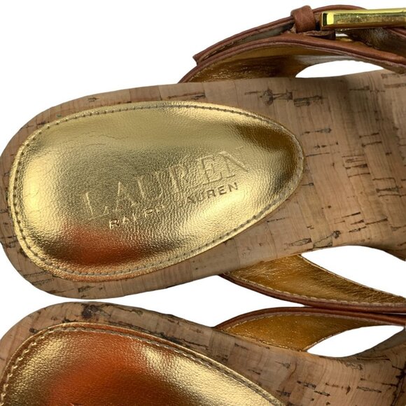 Lauren Ralph Lauren Oralee Cork Thong Wedge Women's Size 7 - Picture 3 of 10